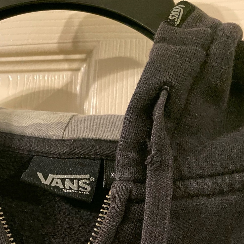 VANS XL Zip Hoodie Fleece Jacket Kangaroo POCKET spellout Off The Wall Vintage - Picture 11 of 11